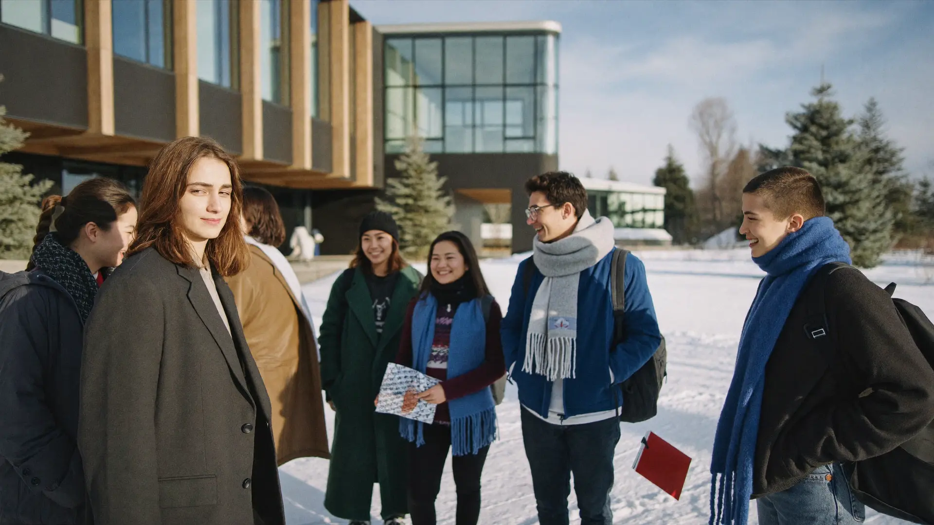 International students on a university campus in Canada