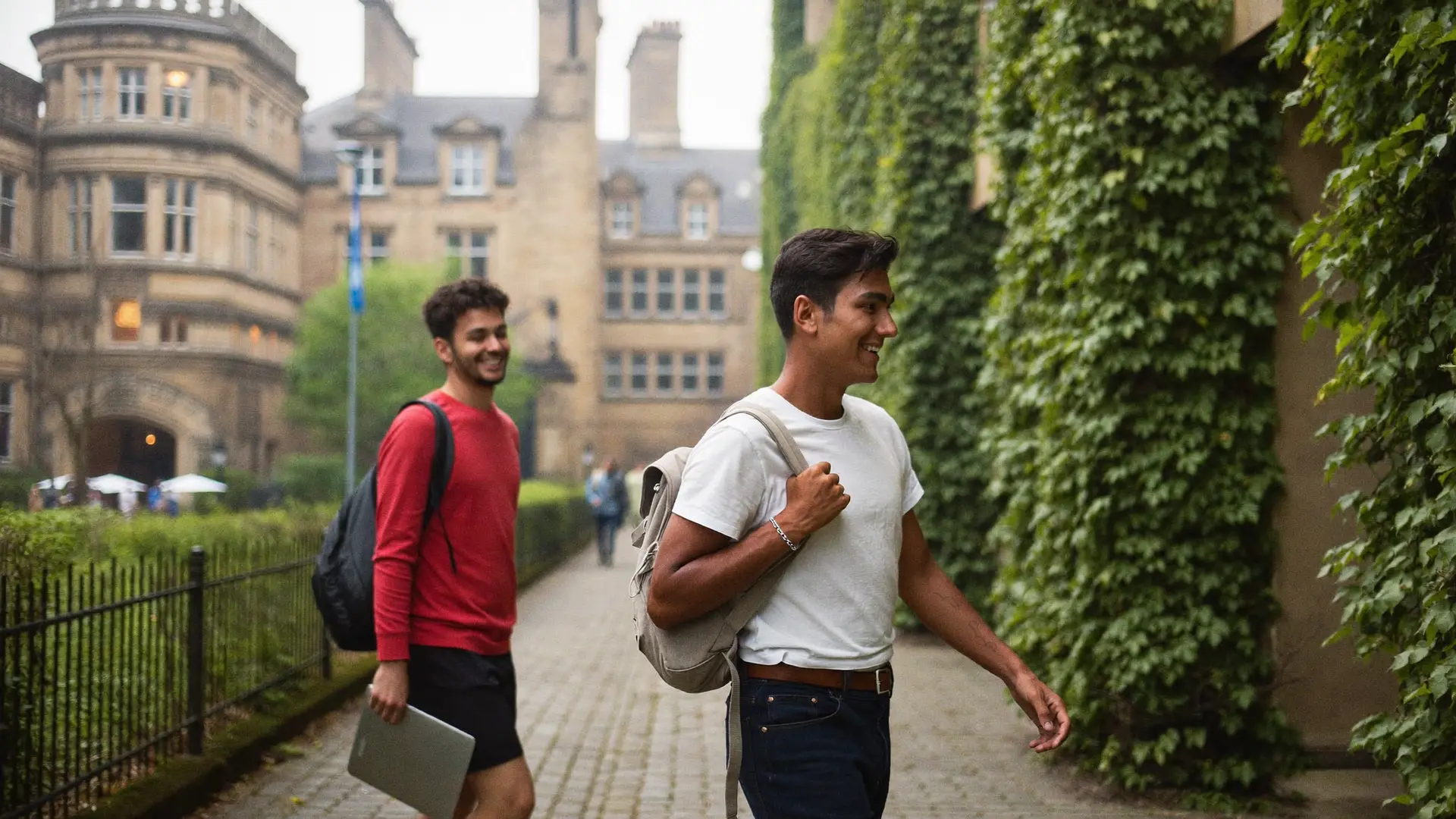 International students on a university campus in Ireland