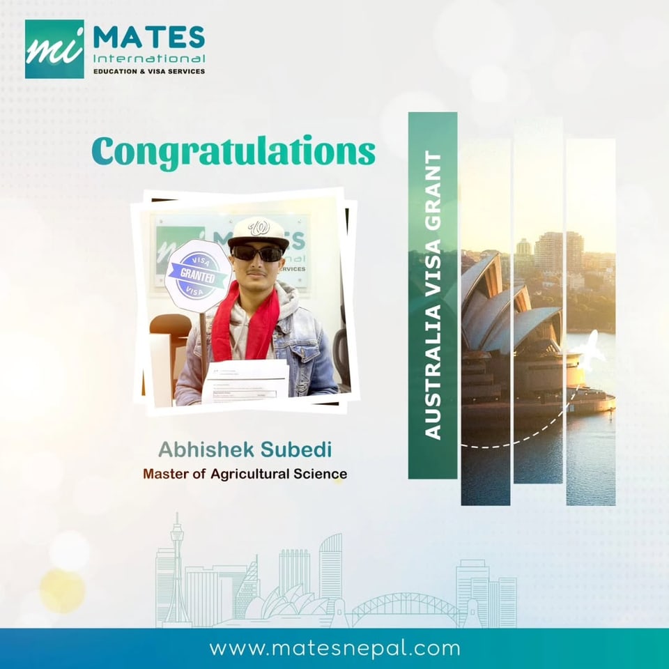 Australia student visa success story for a MATES student.
