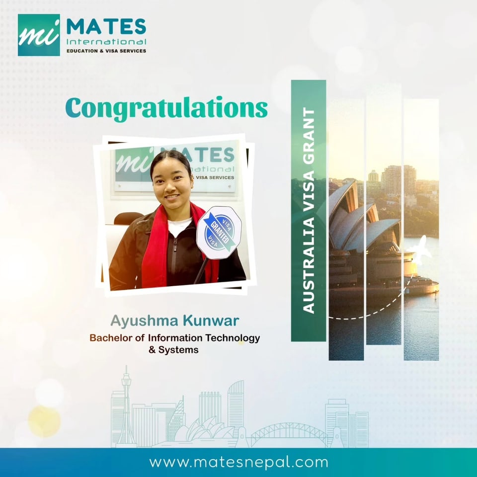 Australia student visa success story for a MATES student.