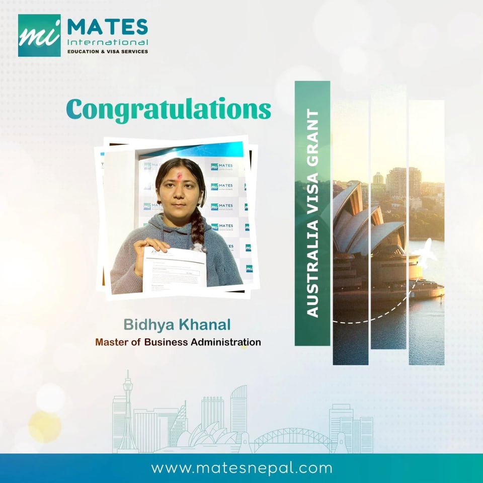 Australia student visa success story for a MATES student.