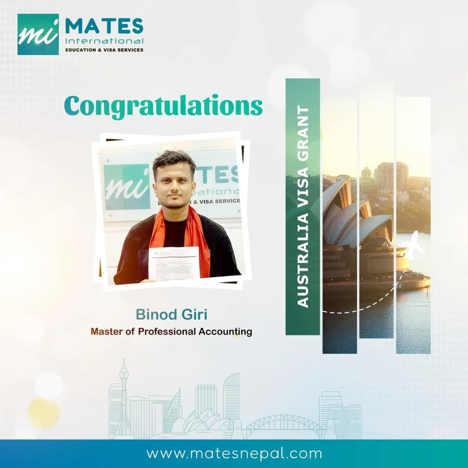 Australia student visa success story for a MATES student.