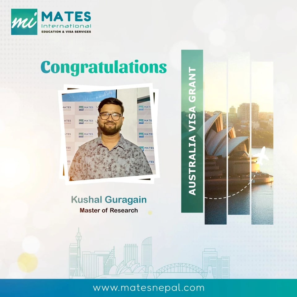 Australia student visa success story for a MATES student.
